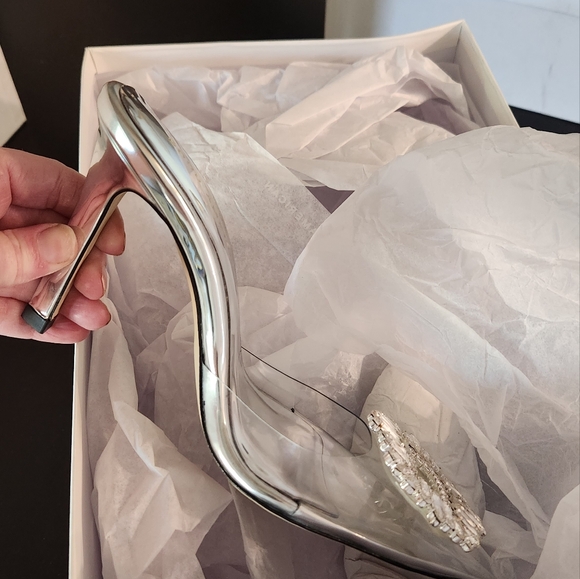 GOOD AMERICAN- CINDER-F*CKING-RELLA MULE - Silver - Size 4 - Picture 6 of 6